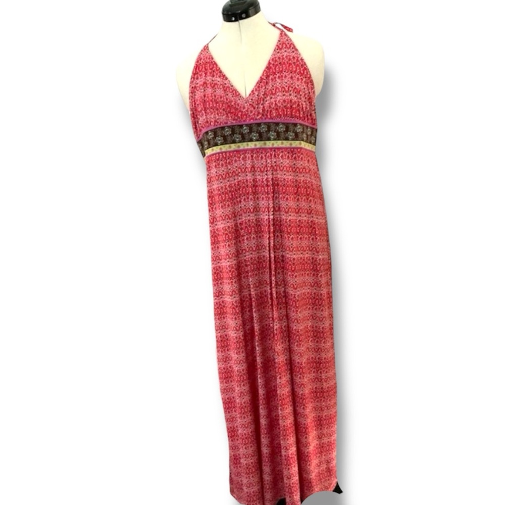 Red floral Halter Maxi Dress